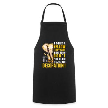 Déclaration de l’éléphant jaune avec style et humour - Tablier de cuisine - noir - Devant - AI Model Male 185 dark (185cm)