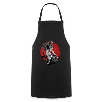 Japan Geisha - Cooking Apron - black - Front - AI Model Male 185 dark (185cm)