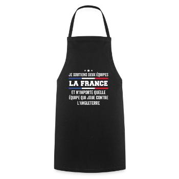Je Soutiens Deux Équipes la France ... - Tablier de cuisine - noir - Devant - AI Model Male 185 dark (185cm)