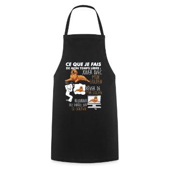 Chien golden de race Mon Golden Humour Chien - Tablier de cuisine - noir - Devant - AI Model Male 185 dark (185cm)