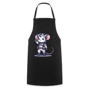 Cute Mouse Astronaut - Cooking Apron - black - Front - AI Model Male 185 dark (185cm)