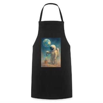 Astronaut Watering Flower Earth Space Art Fantasy - Cooking Apron - black - Front - AI Model Male 185 dark (185cm)