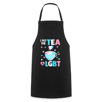 Put The Tea in LGBT Trans Flag - Cooking Apron - black - Front - AI Model Male 185 dark (185cm)