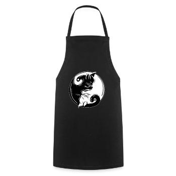 Yin Yang Katze - Kochschürze - Schwarz - Vorne - AI Model Male 185 dark (185cm)