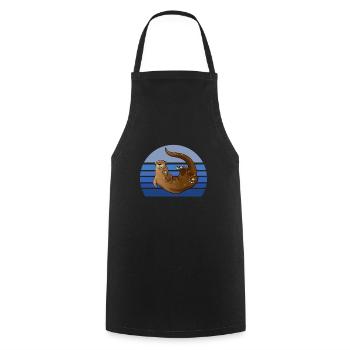 Otter Blue Retro - Tablier de cuisine - noir - Devant - AI Model Male 185 dark (185cm)