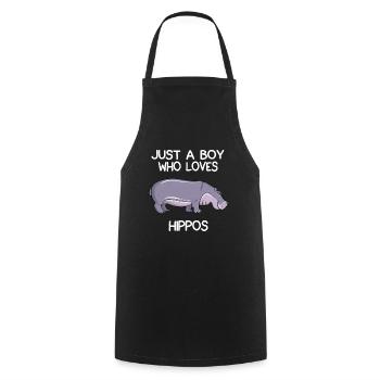 Just A Boy Who Loves Hippos - Cooking Apron - black - Front - AI Model Male 185 dark (185cm)