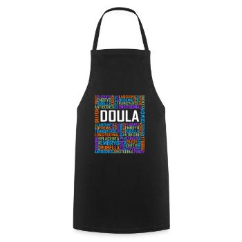 Doula Worte - Kochschürze - Schwarz - Vorne - AI Model Male 185 dark (185cm)