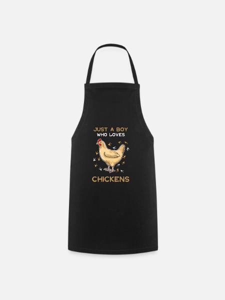 Just A Boy Who Loves Chickens - Cooking Apron - black