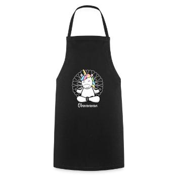 Méditation Licorne - Yoga Licorne - Tablier de cuisine - noir - Devant - AI Model Male 185 dark (185cm)