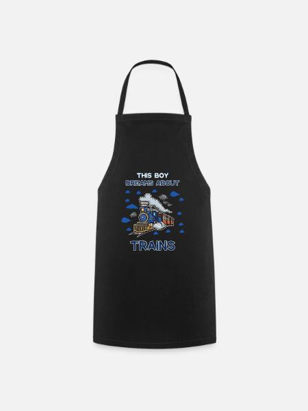 This Boy Dreams About Trains - Cooking Apron - black