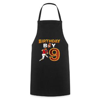Birthday Boy 9 American Footbal Gift - Kochschürze - Schwarz - Vorne - AI Model Male 185 dark (185cm)