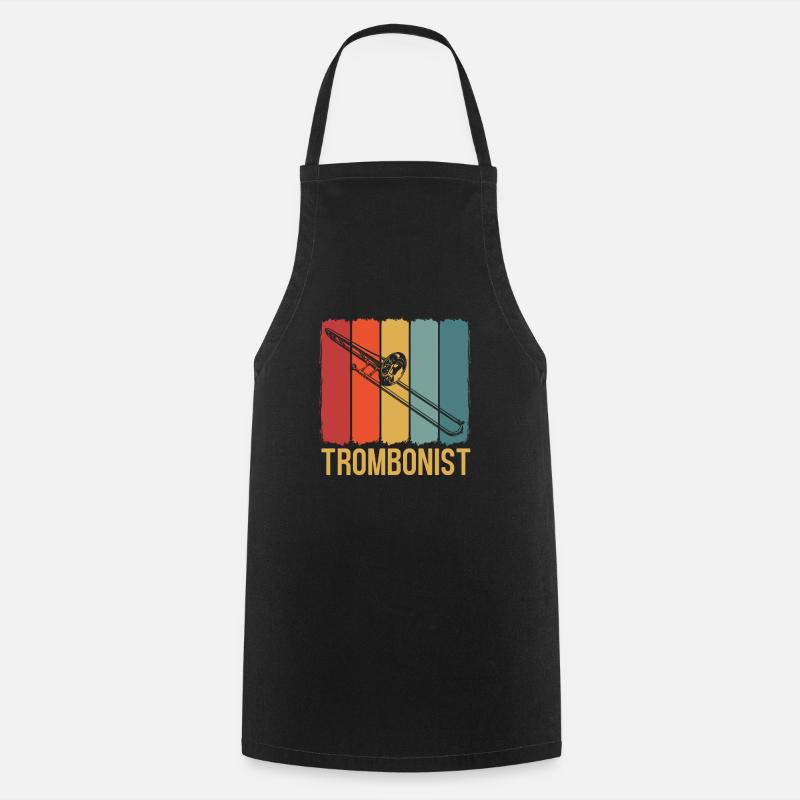 Trombone Rétro Trombone Vintage - Tablier de cuisine - noir