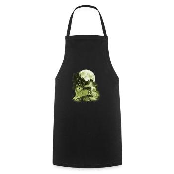 Wolf - Cooking Apron - black - Front - AI Model Male 185 dark (185cm)