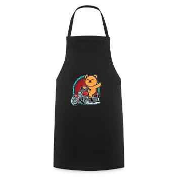 Bear Riding Motorcycle - Cooking Apron - black - Front - AI Model Male 185 dark (185cm)