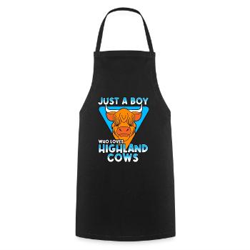 Just A Boy Who Loves Highland Cows - Cooking Apron - black - Front - AI Model Male 185 dark (185cm)