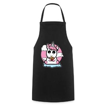 Unicorn Sitting On A Cloud And Eating Ramen - Cooking Apron - black - Front - AI Model Male 185 dark (185cm)