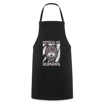 Wolf - Cooking Apron - black - Front - AI Model Male 185 dark (185cm)