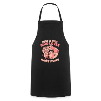 Hairdresser Hairstylist Girl - Cooking Apron - black - Front - AI Model Male 185 dark (185cm)