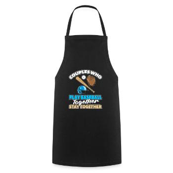 Baseball Paar - Kochschürze - Schwarz - Vorne - AI Model Male 185 dark (185cm)