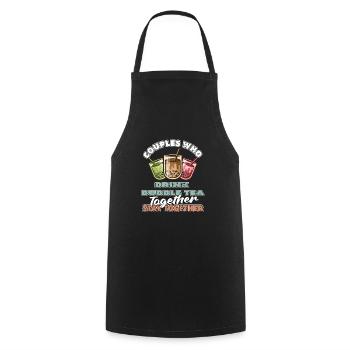 Bubble Tea Boba Pair - Cooking Apron - black - Front - AI Model Male 185 dark (185cm)