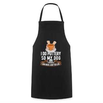 Pottery Dog - Cooking Apron - black - Front - AI Model Male 185 dark (185cm)