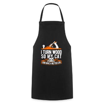 Tournage sur bois Chat - Tablier de cuisine - noir - Devant - AI Model Male 185 dark (185cm)