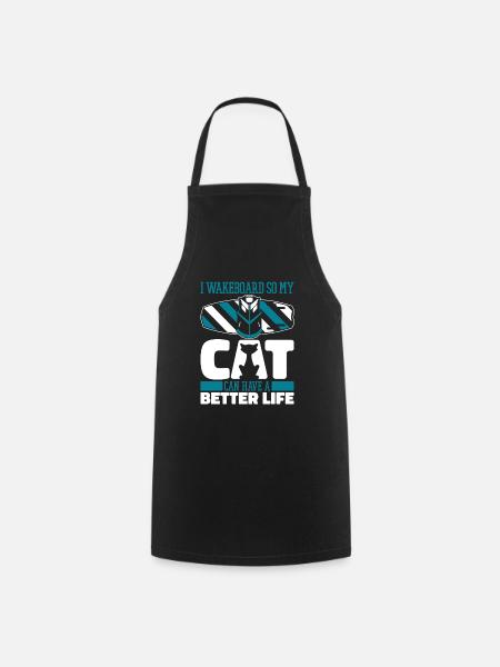 Wakeboard Wakeboarder Katze - Kochschürze - Schwarz