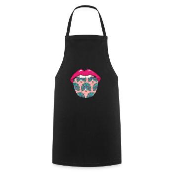 Peacock Bird Tongue - Cooking Apron - black - Front - AI Model Male 185 dark (185cm)