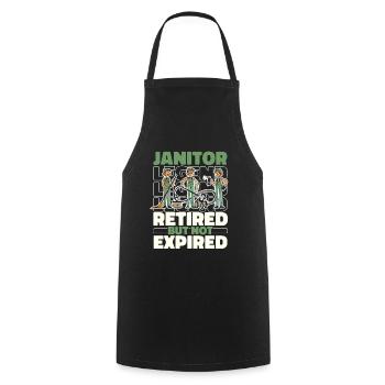 Retired caretaker - Cooking Apron - black - Front - AI Model Male 185 dark (185cm)
