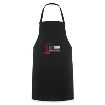 Oil Field Oil Rig Oil Rig US Flag - Cooking Apron - black - Front - AI Model Male 185 dark (185cm)