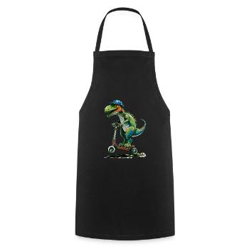 Dinosaurier auf Stuntscooter - Kochschürze - Schwarz - Vorne - AI Model Male 185 dark (185cm)