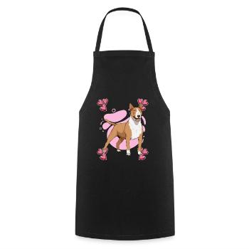 Bullterrier Bull Terrier Heart Design - Cooking Apron - black - Front - AI Model Male 185 dark (185cm)