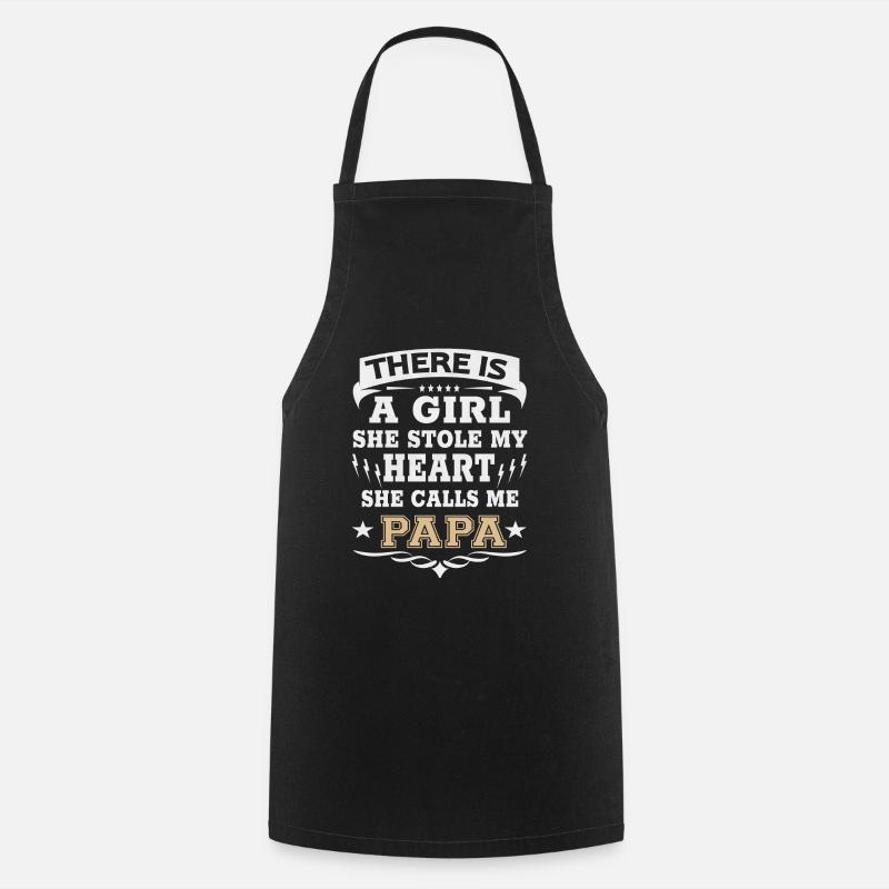 Da Gibt Es Ein Mädchen Herz Stolzer Papa Tochter - Kochschürze - Schwarz