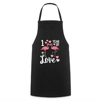 Anniversaire assorti avec Flamingo d'un an - Tablier de cuisine - noir - Devant - AI Model Male 185 dark (185cm)