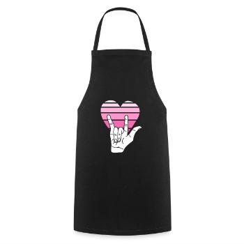 CHEMISES ASL Vêtements en langue des signes Love Be Kind - Tablier de cuisine - noir - Devant - AI Model Male 185 dark (185cm)