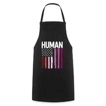 Lesbian Pride Shirt Human LGBT Rainbow American - Cooking Apron - black - Front - AI Model Male 185 dark (185cm)