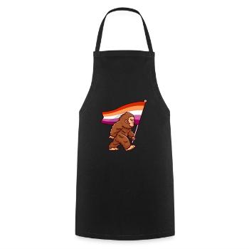 Bigfoot Lesbian Pride Flagge Farben Sasquatch LGBTQ - Kochschürze - Schwarz - Vorne - AI Model Male 185 dark (185cm)