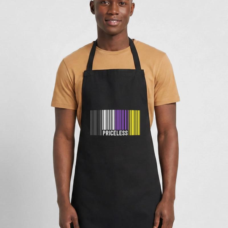 Priceless Gender Nonbinary Pride Code-barres Discret Tablier de cuisine