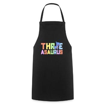 Three-Asaurus 3 Years Old Dinosaur Birthday Party - Cooking Apron - black - Front - AI Model Male 185 dark (185cm)