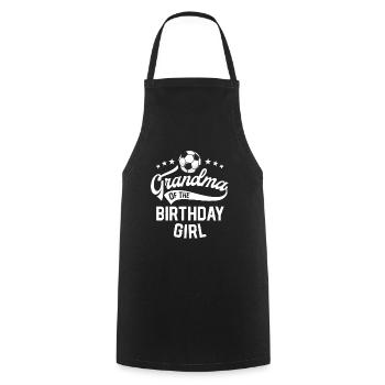 Grand-mère de la fête sur le thème du football de la fille d’anniversaire - Tablier de cuisine - noir - Devant - AI Model Male 185 dark (185cm)