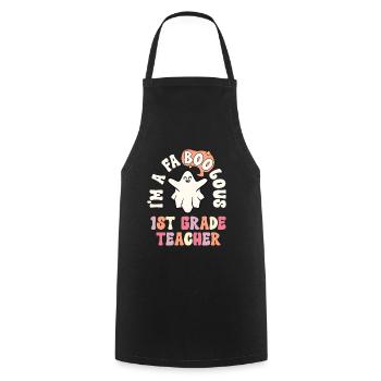 Teacher Halloween Retro 1st Grade Vintage First - Cooking Apron - black - Front - AI Model Male 185 dark (185cm)