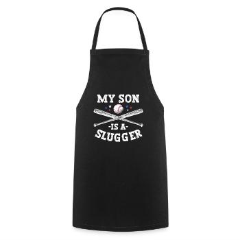 Mon fils est un garçon slugger Fête des parents - Tablier de cuisine - noir - Devant - AI Model Male 185 dark (185cm)