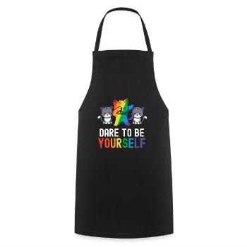 Osez être vous-même LGBT Mignon Gay Kawaii Arc-en-ciel - Tablier de cuisine - noir - Devant - AI Model Male 185 dark (185cm)
