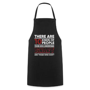 There are 10 kinds of people Binary - Cooking Apron - black - Front - AI Model Male 185 dark (185cm)