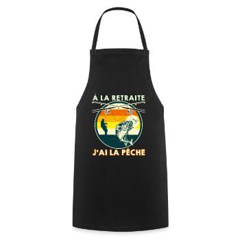 Pêche Retraité Super Cool Pour Papy - Tablier de cuisine - noir - Devant - AI Model Male 185 dark (185cm)
