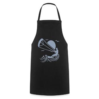 Kitesurfer Silhouette, Kiten Abenteuer Design - Kochschürze - Schwarz - Vorne - AI Model Male 185 dark (185cm)