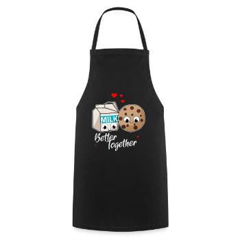 Mieux ensemble - Couple d’amour de lait et de biscuits - Tablier de cuisine - noir - Devant - AI Model Male 185 dark (185cm)