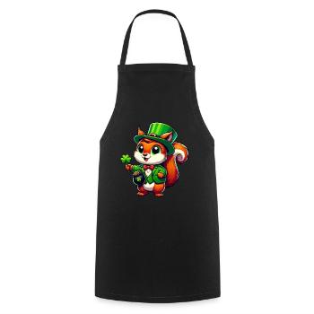 Écureuil de la Saint-Patrick : Design festif - Tablier de cuisine - noir - Devant - AI Model Male 185 dark (185cm)