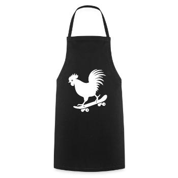 Chicken Rooster Hen Skateboard Skater Silhouette - Cooking Apron - black - Front - AI Model Male 185 dark (185cm)