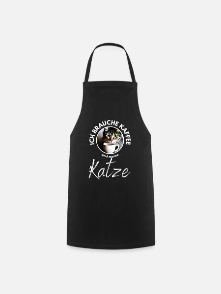 Katze Katzen Kaffee - Kochschürze - Schwarz